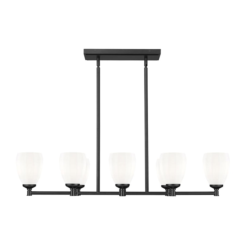 Z-Lite Oren 8 Light Linear Chandelier, Matte Black/Matte Opal