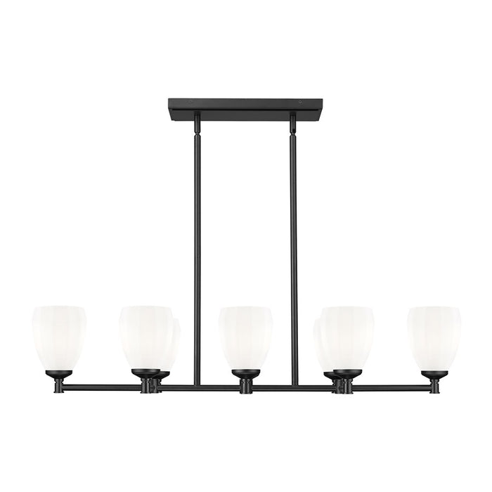 Z-Lite Oren 8 Light Linear Chandelier, Matte Black/Matte Opal