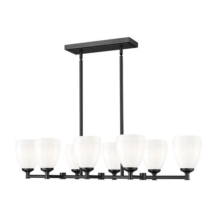 Z-Lite Oren 8 Light Linear Chandelier, Matte Black/Matte Opal