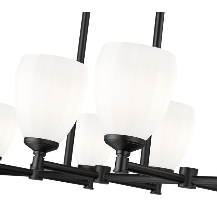 Z-Lite Oren 8 Light Linear Chandelier, Matte Black/Matte Opal