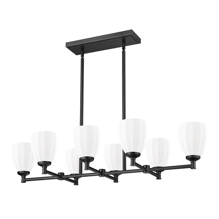 Z-Lite Oren 8 Light Linear Chandelier, Matte Black/Matte Opal