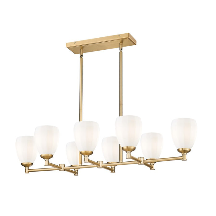 Z-Lite Oren 8 Light Linear Chandelier, Modern Gold/Matte Opal - 7004-8L-MGLD
