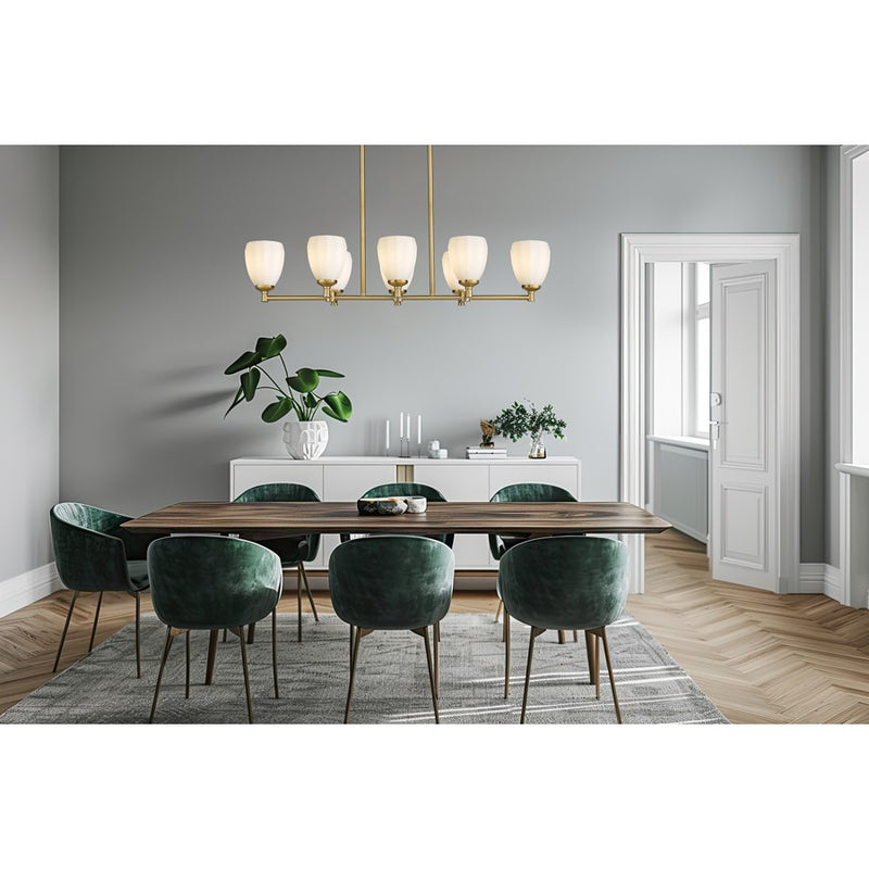 Z-Lite Oren 8 Light Linear Chandelier, Modern Gold/Matte Opal