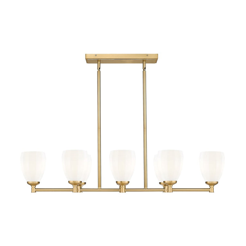 Z-Lite Oren 8 Light Linear Chandelier, Modern Gold/Matte Opal