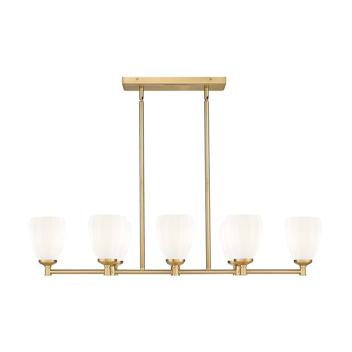 Z-Lite Oren 8 Light Linear Chandelier, Modern Gold/Matte Opal