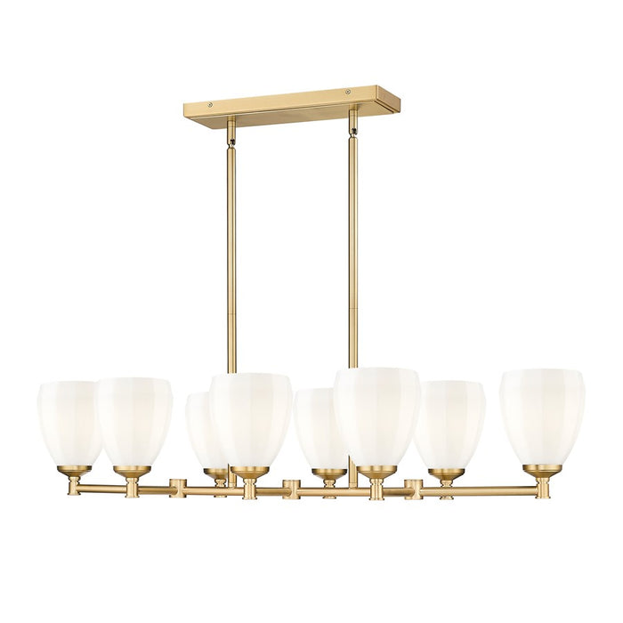 Z-Lite Oren 8 Light Linear Chandelier, Modern Gold/Matte Opal