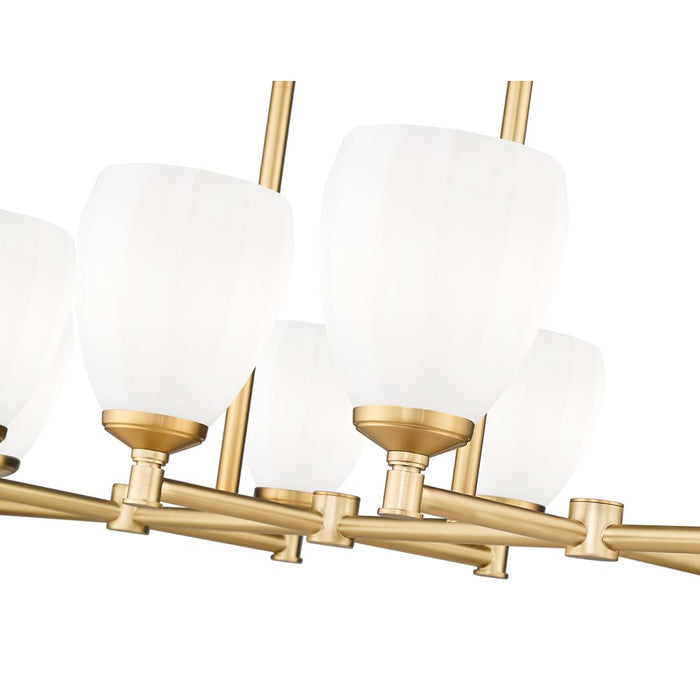 Z-Lite Oren 8 Light Linear Chandelier, Modern Gold/Matte Opal