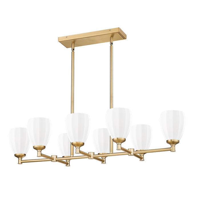 Z-Lite Oren 8 Light Linear Chandelier, Modern Gold/Matte Opal