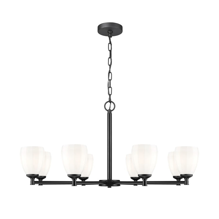 Z-Lite Oren 8 Light Chandelier, Matte Black/Matte Opal - 7004-8MB