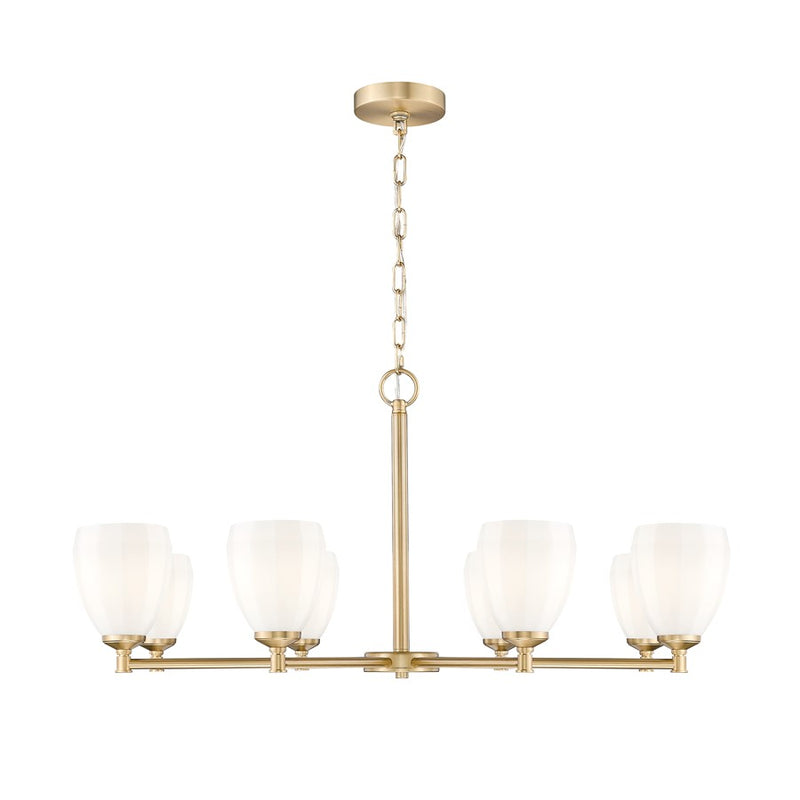 Z-Lite Oren 8 Light Chandelier, Modern Gold/Matte Opal - 7004-8MGLD