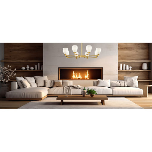 Z-Lite Oren 8 Light Chandelier, Modern Gold/Matte Opal