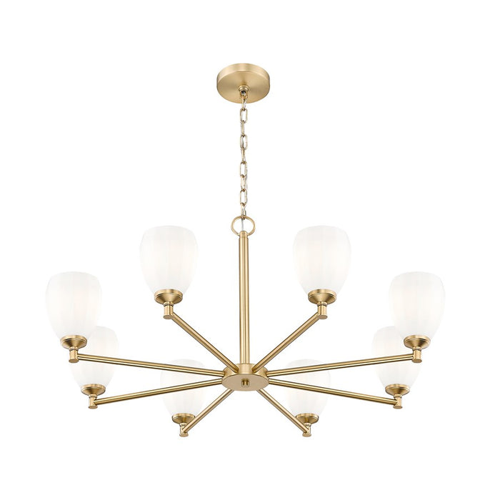 Z-Lite Oren 8 Light Chandelier, Modern Gold/Matte Opal