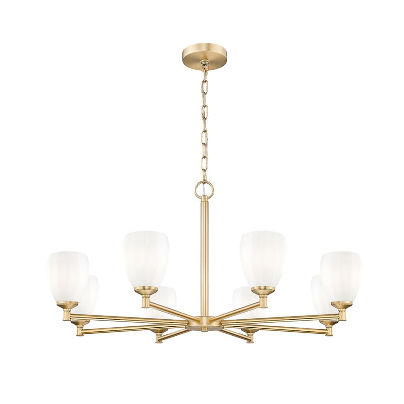 Z-Lite Oren 8 Light Chandelier, Modern Gold/Matte Opal