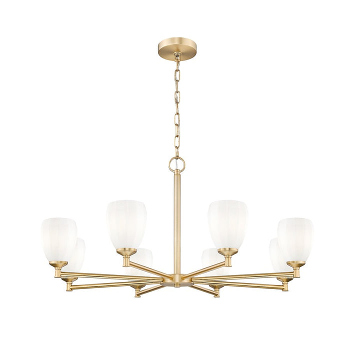 Z-Lite Oren 8 Light Chandelier, Modern Gold/Matte Opal