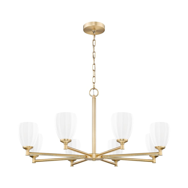 Z-Lite Oren 8 Light Chandelier, Modern Gold/Matte Opal
