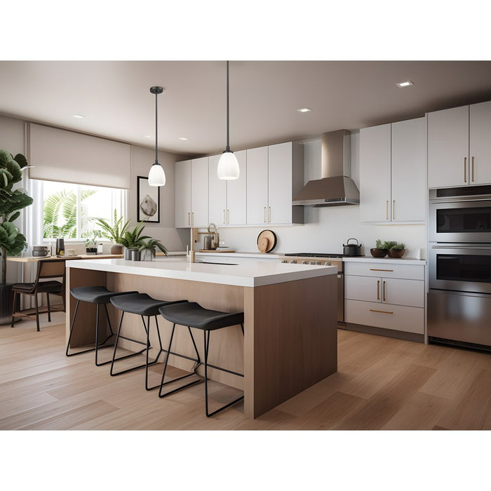 Z-Lite Oren 1 Light 6" Pendant, Matte Black/Matte Opal