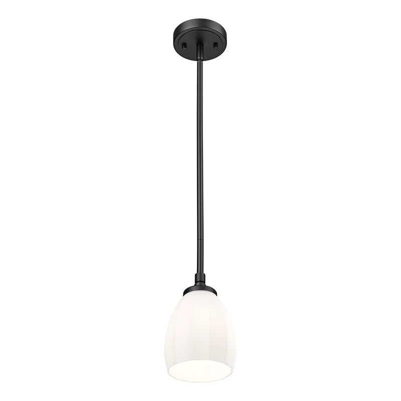 Z-Lite Oren 1 Light 6" Pendant, Matte Black/Matte Opal