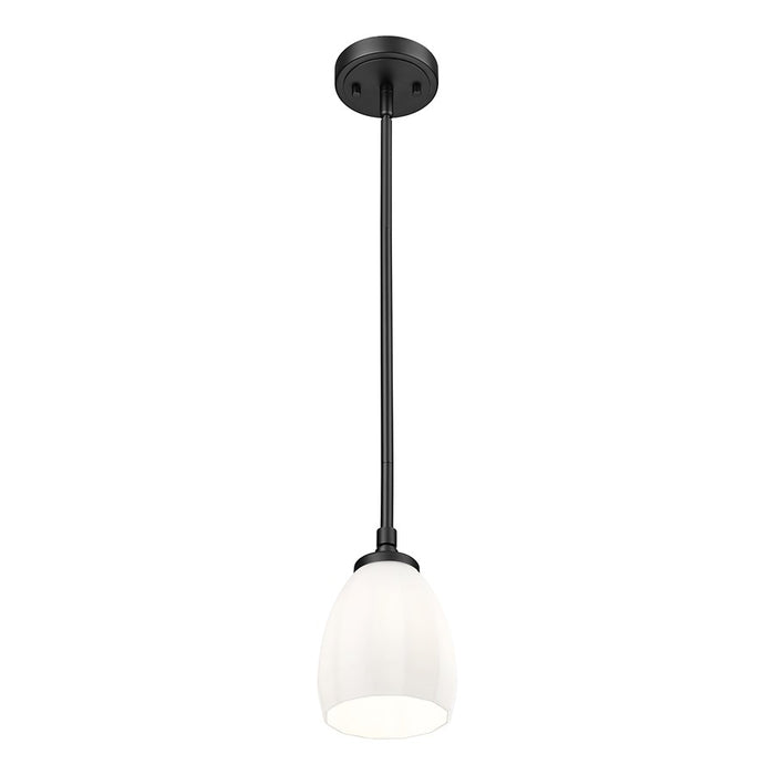 Z-Lite Oren 1 Light 6" Pendant, Matte Black/Matte Opal