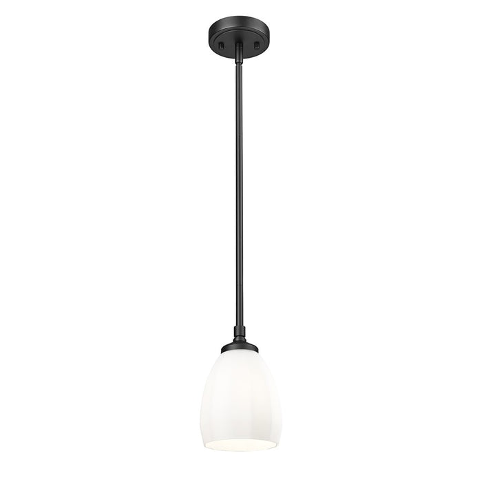 Z-Lite Oren 1 Light 6" Pendant, Matte Black/Matte Opal