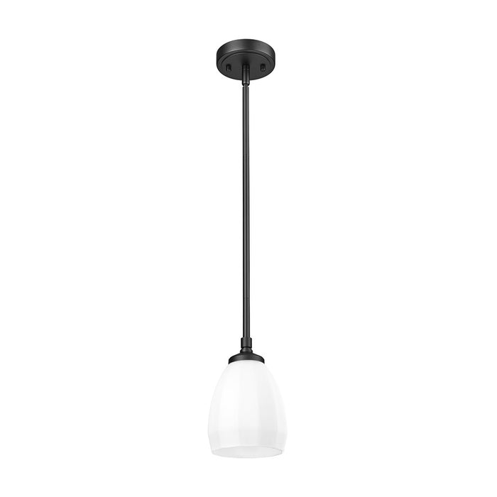 Z-Lite Oren 1 Light 6" Pendant, Matte Black/Matte Opal