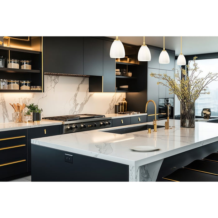 Z-Lite Oren 1 Light 6" Pendant, Modern Gold/Matte Opal