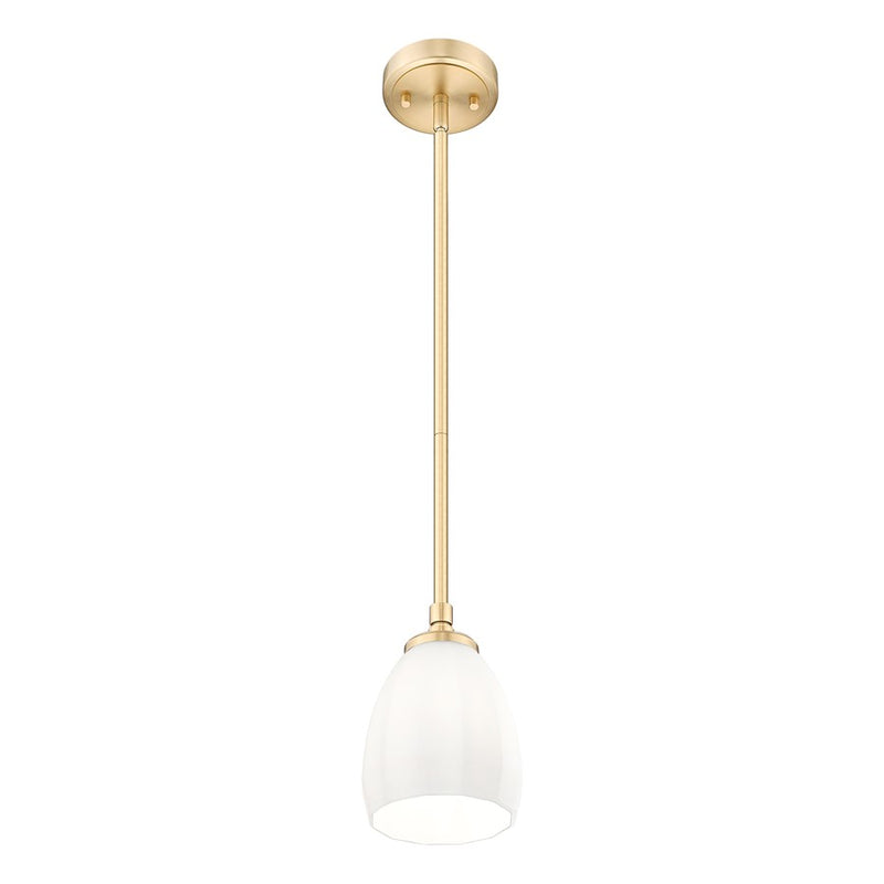 Z-Lite Oren 1 Light 6" Pendant, Modern Gold/Matte Opal