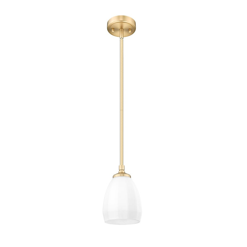 Z-Lite Oren 1 Light 6" Pendant, Modern Gold/Matte Opal