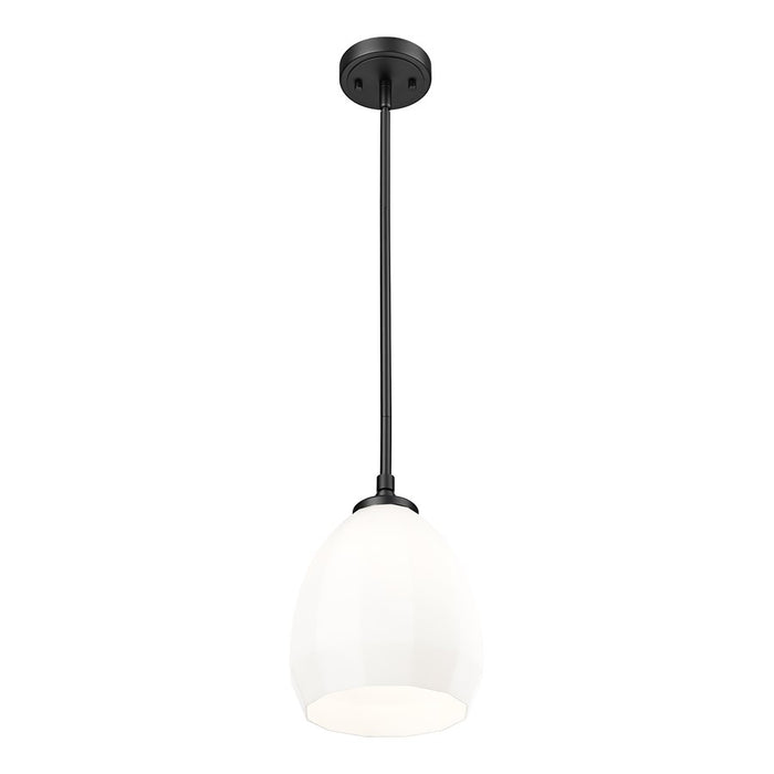 Z-Lite Oren 1 Light 8" Pendant, Matte Black/Matte Opal