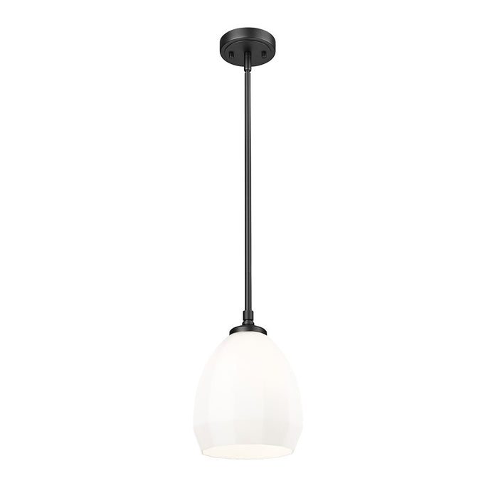 Z-Lite Oren 1 Light 8" Pendant, Matte Black/Matte Opal