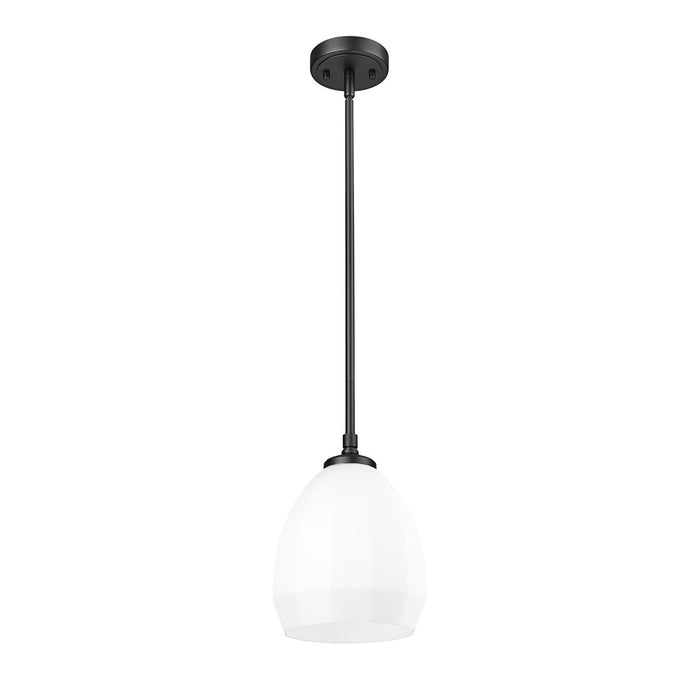 Z-Lite Oren 1 Light 8" Pendant, Matte Black/Matte Opal