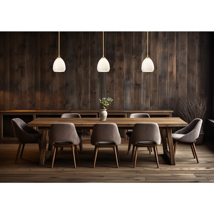 Z-Lite Oren 1 Light 8" Pendant, Modern Gold/Matte Opal