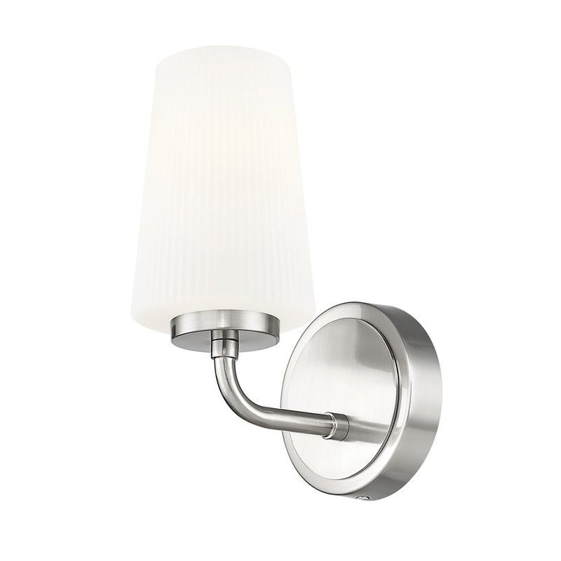Z-Lite Montford 1 Light Wall Sconce, Brushed Nickel/Matte Opal