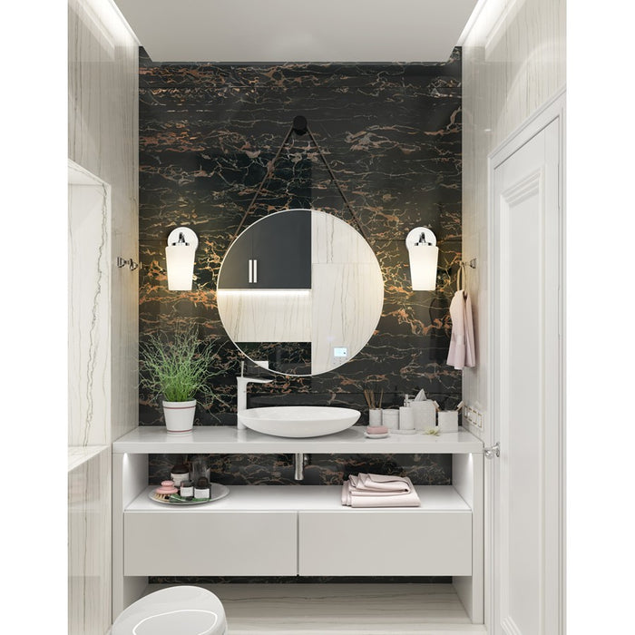 Z-Lite Montford 1 Light Wall Sconce, Chrome/Matte Opal