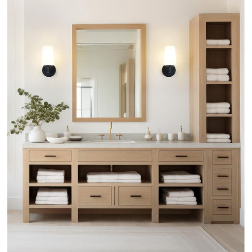 Z-Lite Montford 1 Light Wall Sconce, Matte Black/Matte Opal