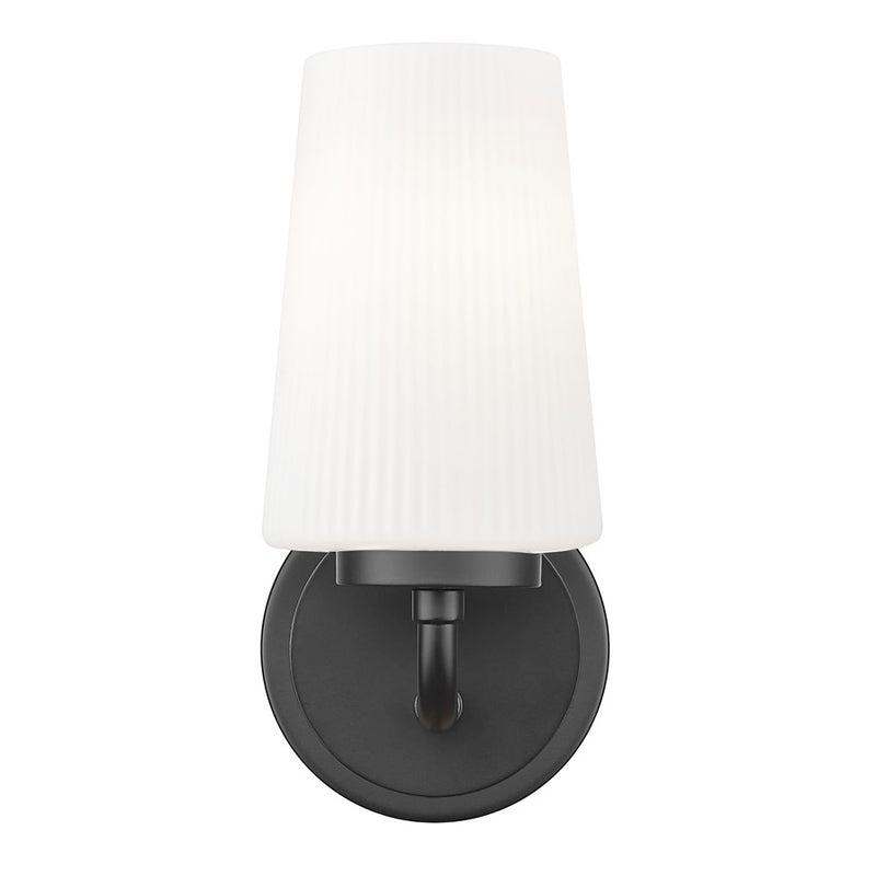 Z-Lite Montford 1 Light Wall Sconce, Matte Black/Matte Opal