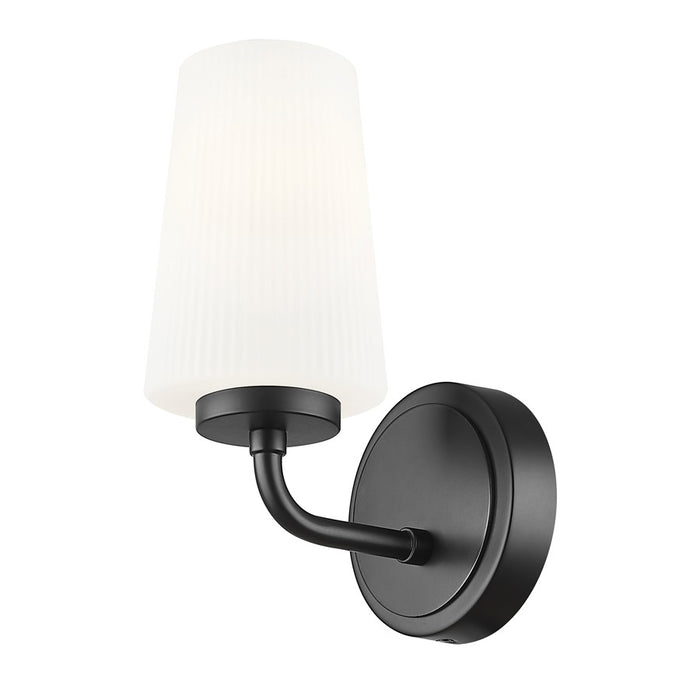 Z-Lite Montford 1 Light Wall Sconce, Matte Black/Matte Opal