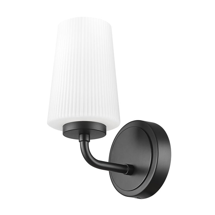 Z-Lite Montford 1 Light Wall Sconce, Matte Black/Matte Opal