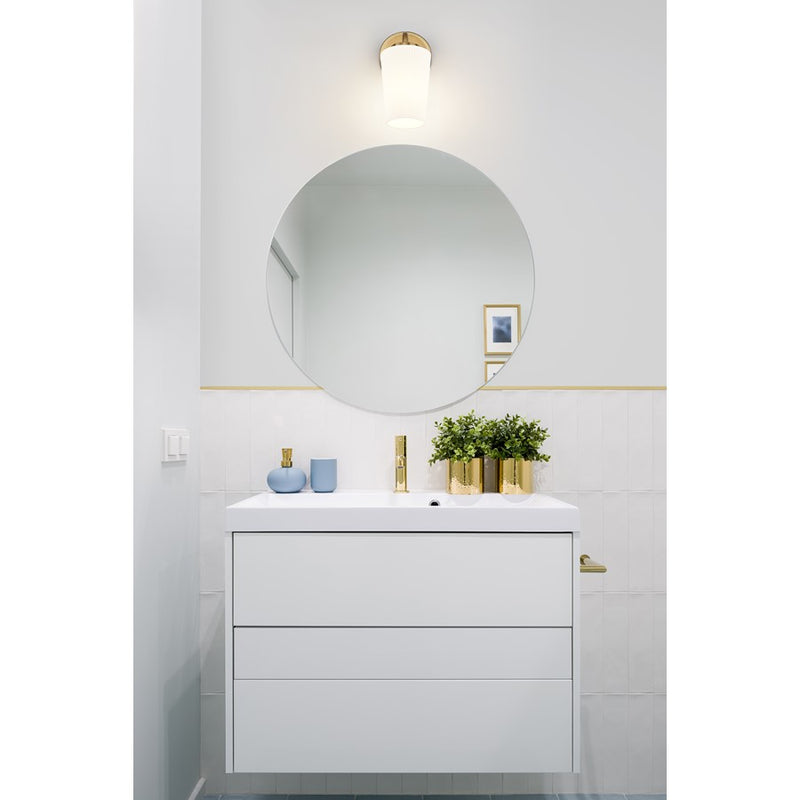 Z-Lite Montford 1 Light Wall Sconce, Modern Gold/Matte Opal