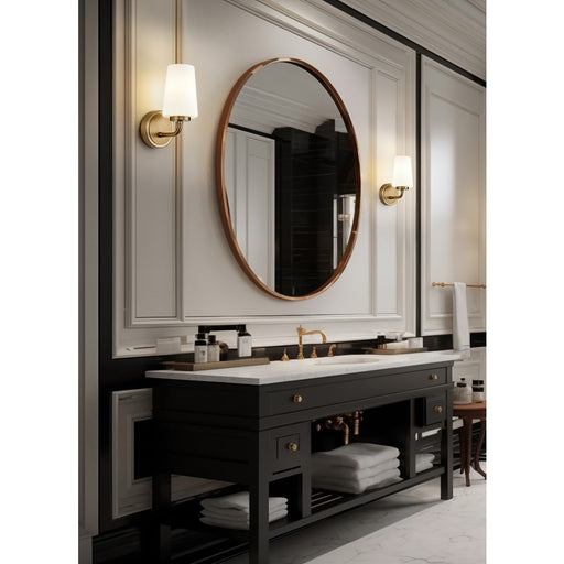 Z-Lite Montford 1 Light Wall Sconce, Modern Gold/Matte Opal