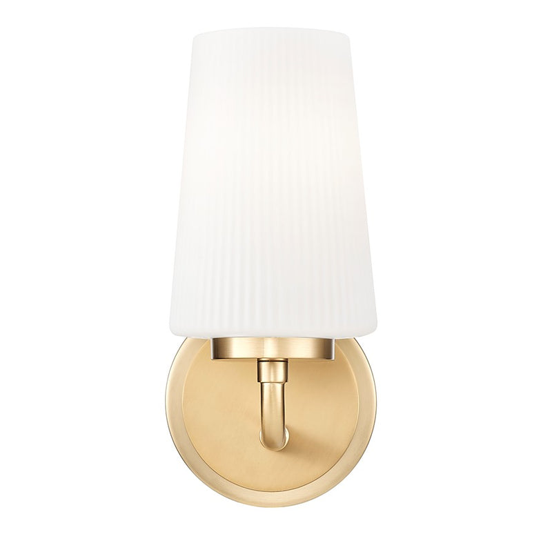 Z-Lite Montford 1 Light Wall Sconce, Modern Gold/Matte Opal