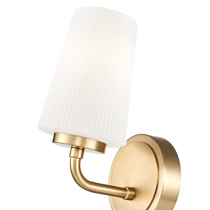 Z-Lite Montford 1 Light Wall Sconce, Modern Gold/Matte Opal
