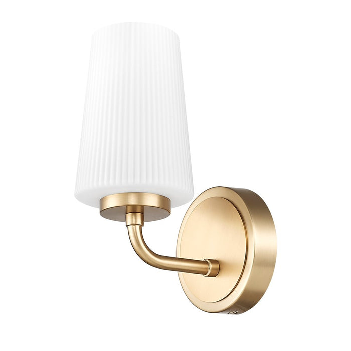 Z-Lite Montford 1 Light Wall Sconce, Modern Gold/Matte Opal