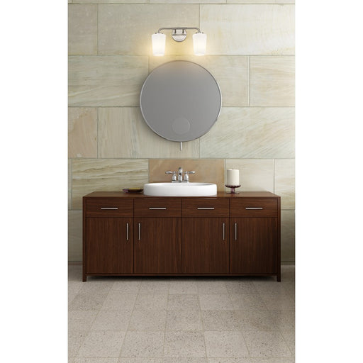 Z-Lite Montford 2 Light Vanity, Brushed Nickel/Matte Opal