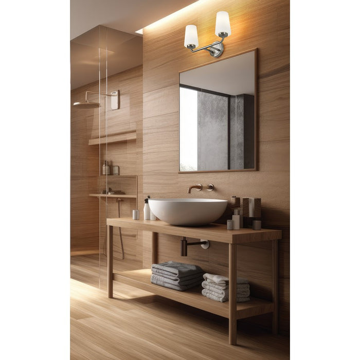 Z-Lite Montford 2 Light Vanity, Brushed Nickel/Matte Opal