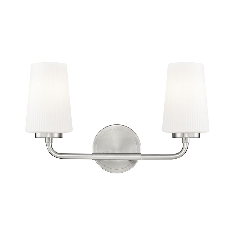 Z-Lite Montford 2 Light Vanity, Brushed Nickel/Matte Opal