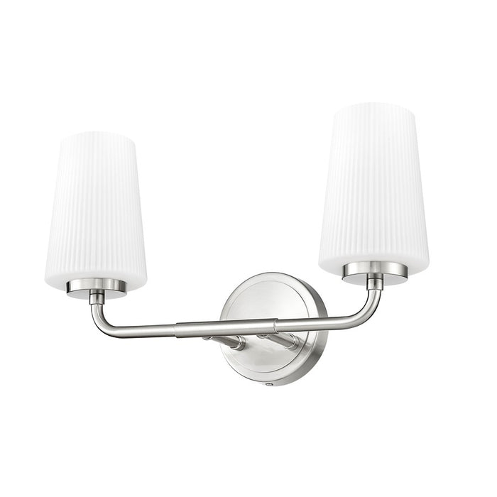 Z-Lite Montford 2 Light Vanity, Brushed Nickel/Matte Opal