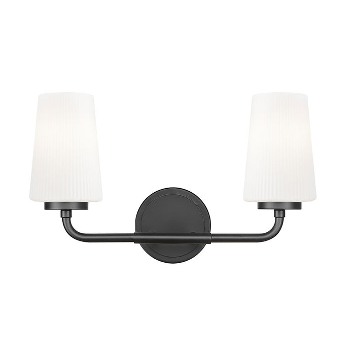 Z-Lite Montford 2 Light Vanity, Matte Black/Matte Opal