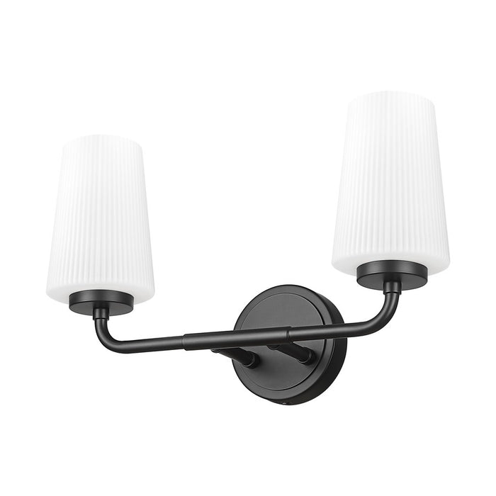 Z-Lite Montford 2 Light Vanity, Matte Black/Matte Opal