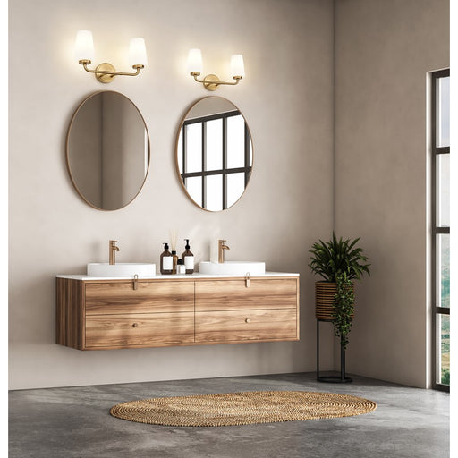 Z-Lite Montford 2 Light Vanity, Modern Gold/Matte Opal
