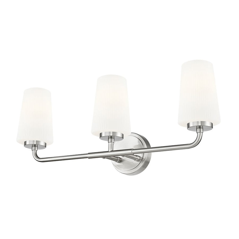 Z-Lite Montford 3 Light Vanity, Brushed Nickel/Matte Opal